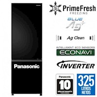 Refrigeradora Panasonic Bottom Freezer BV361 325L Inverter Color Negro Espejado